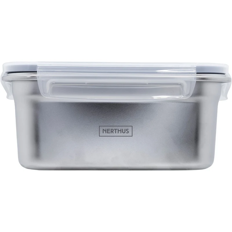 Recipiente Hermético de Acero Inoxidable Apto para Microondas - Rectangular