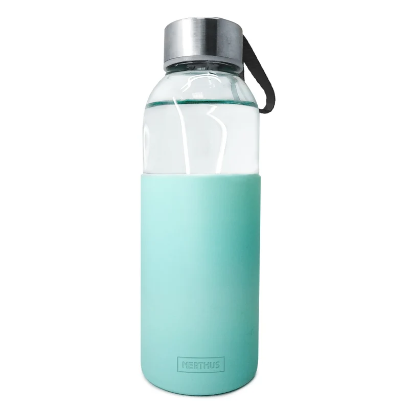 Botella de Cristal con Funda de Silicona
