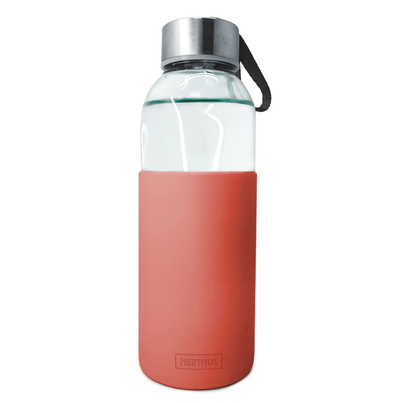 Botella de Cristal con Funda de Silicona