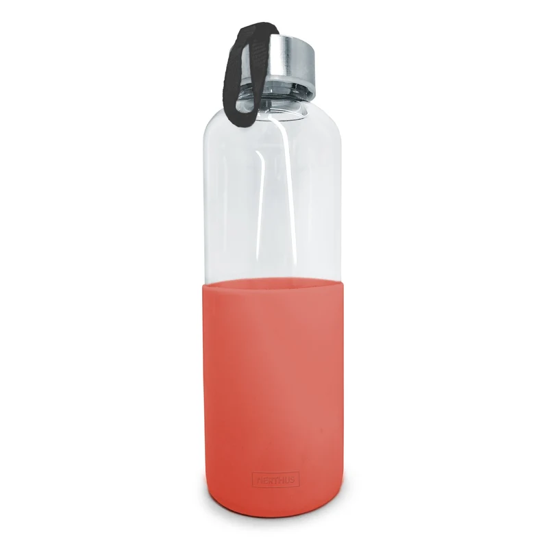 Botella de Cristal con Funda de Silicona
