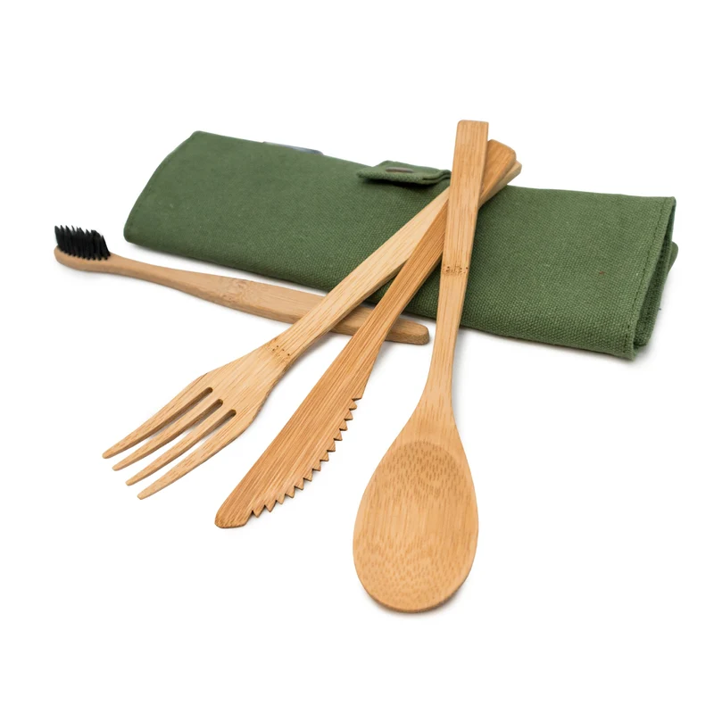 Set de Cubiertos Portátil Compacto de Bambú