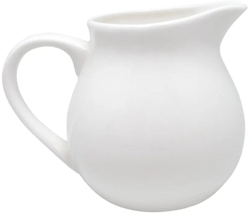 Jarra de leche de porcelana blanca