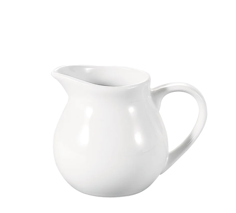 Jarra de leche de porcelana blanca