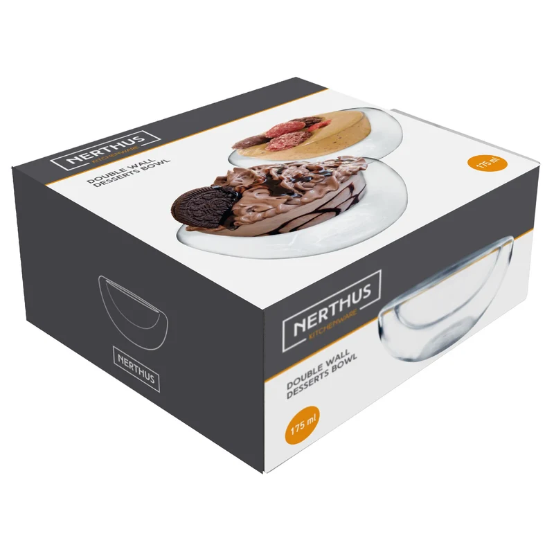 Bol de cristal doble pared para postres y helados