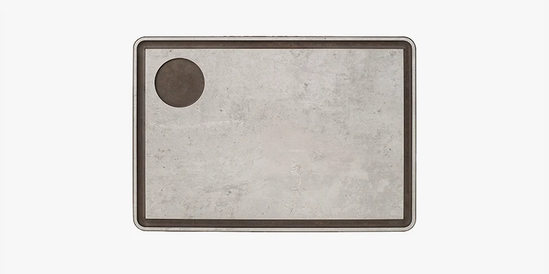 Tabla salsera gris para servir con canal 330 x 230 mm