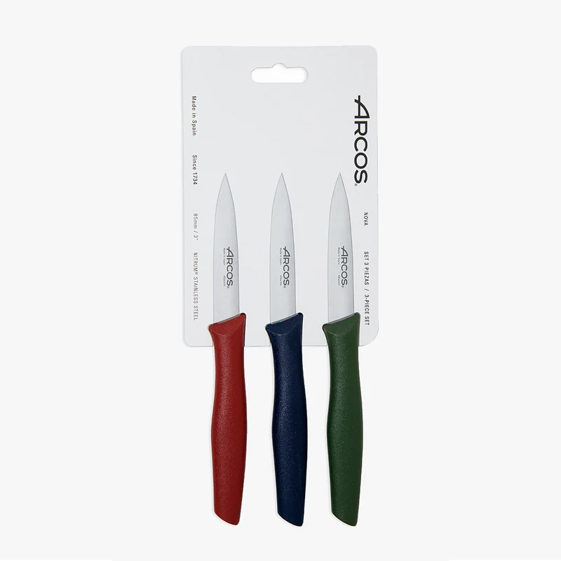 Set 3 cuchillos mondadores colores Serie Nova 85 mm