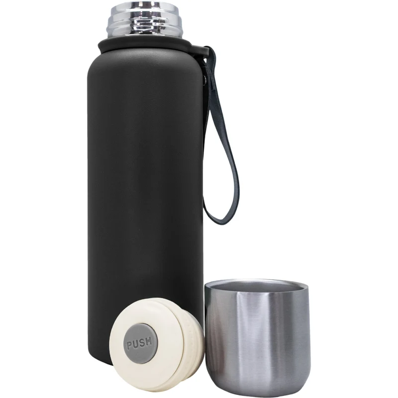 Termo acero inoxidable con vaso y tapón click