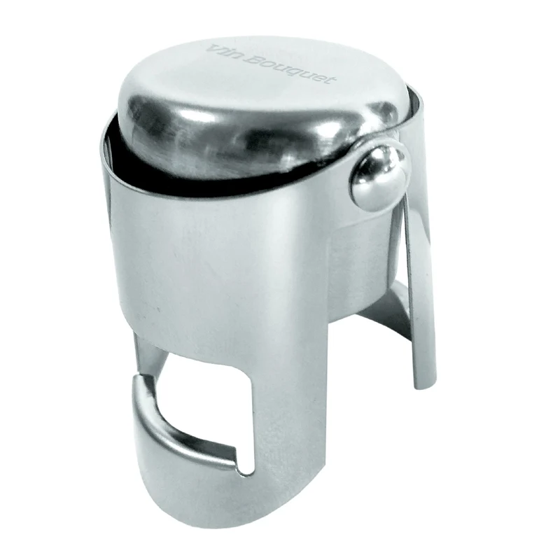 Tapón para cava y champagne en acero plata