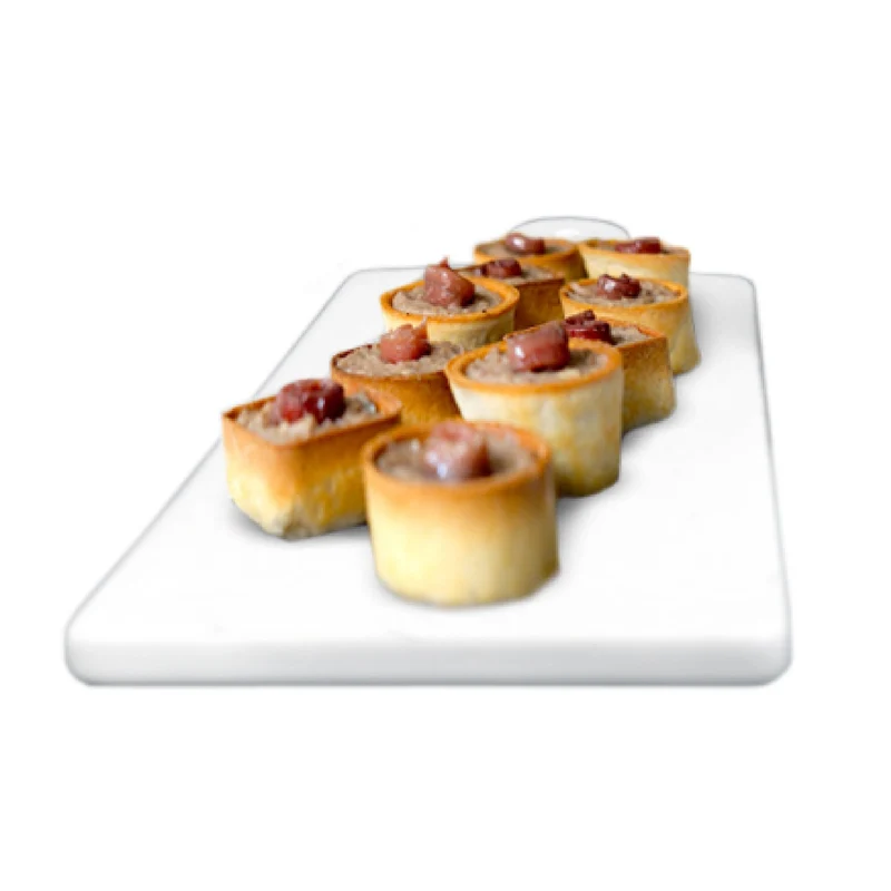 Bandeja de porcelana blanca para servir snacks