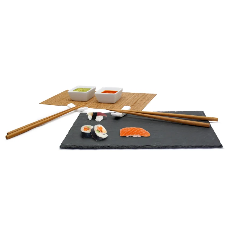 Set de sushi con bandeja de pizarra y accesorios