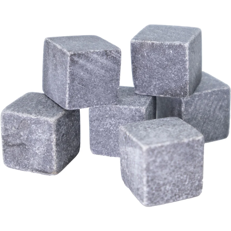 Set de whisky con copas y piedras en caja de madera