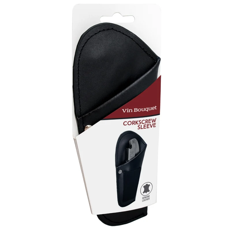 Funda de piel para sacacorchos con clip metálico