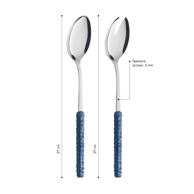 Coppia Insalata - Rattan Blu Avio LD14306C