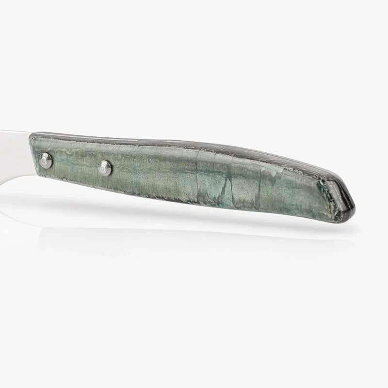 Cuchillo Chuletero Madera de Chopo Comprimida Tinte Azul 110 mm