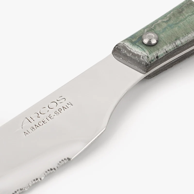 Cuchillo Chuletero Madera de Chopo Comprimida Tinte Azul 110 mm