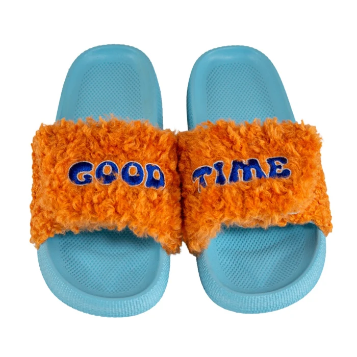 Ciabatte con strap. Decoro GOOD TIME. Taglia M/L.