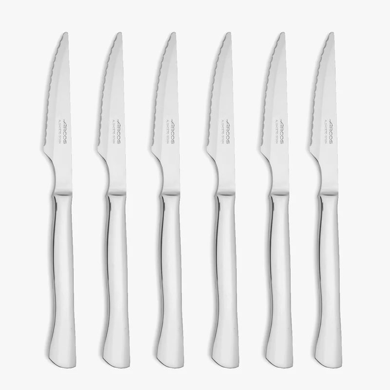 Set 6 pzas Cuchillos Chuleteros Monoblock Filo Sierra