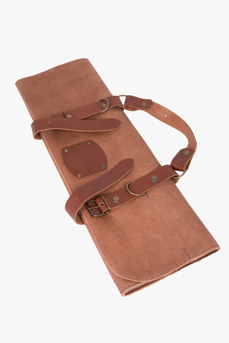 Bolsa cuchillos de piel y herrajes metálicos capacidad 5 piezas
