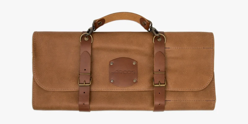 Bolsa cuchillos de piel y herrajes metálicos capacidad 10 piezas