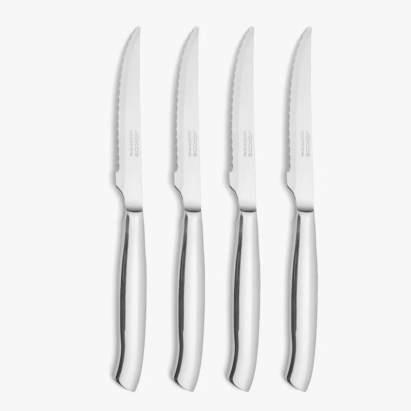 Juego 4 pzas. Cuchillo Chuleteros Monoblock Perlados