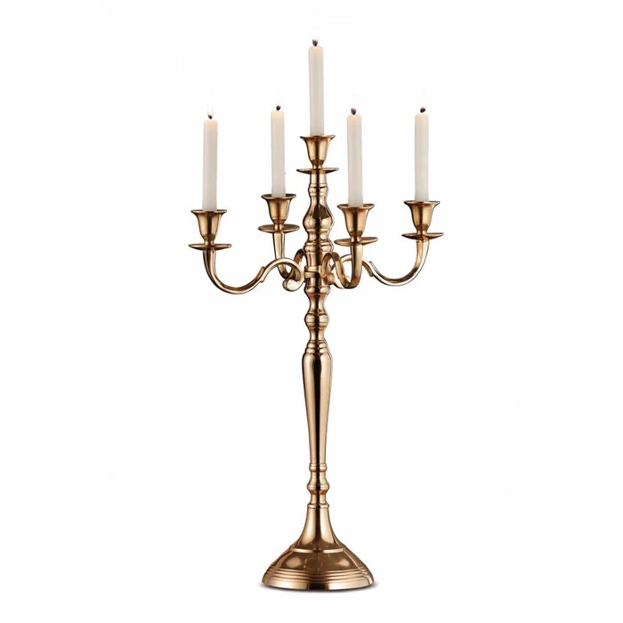 Candeliere Golden in metallo 5 fiamme