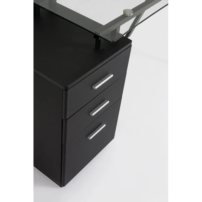 Scrivania moderna con cassetti e piano in vetro - Charlie