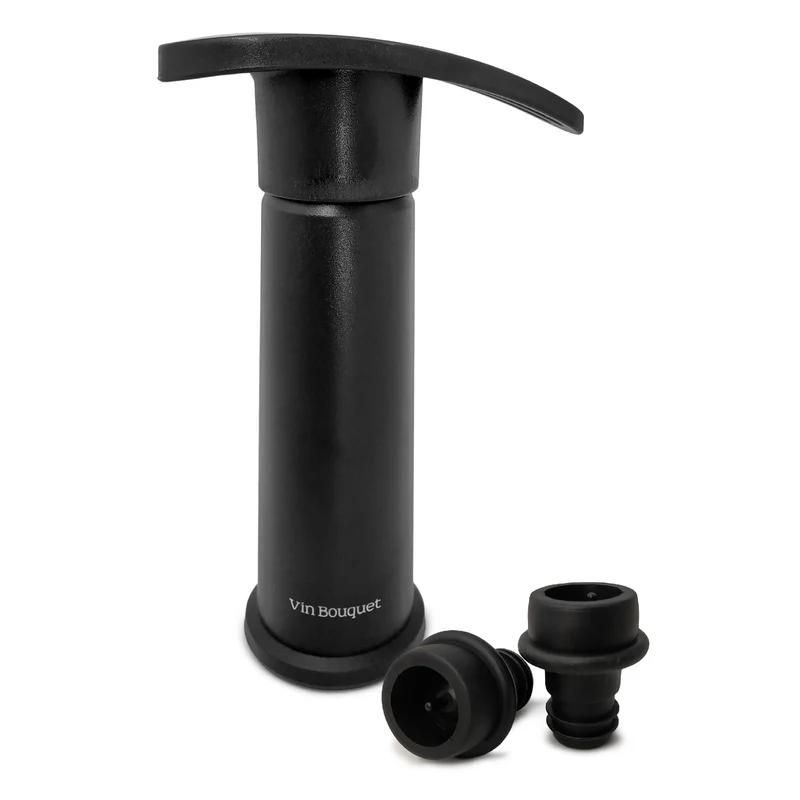 Bomba de Vacío Manual Negra con 2 Tapones