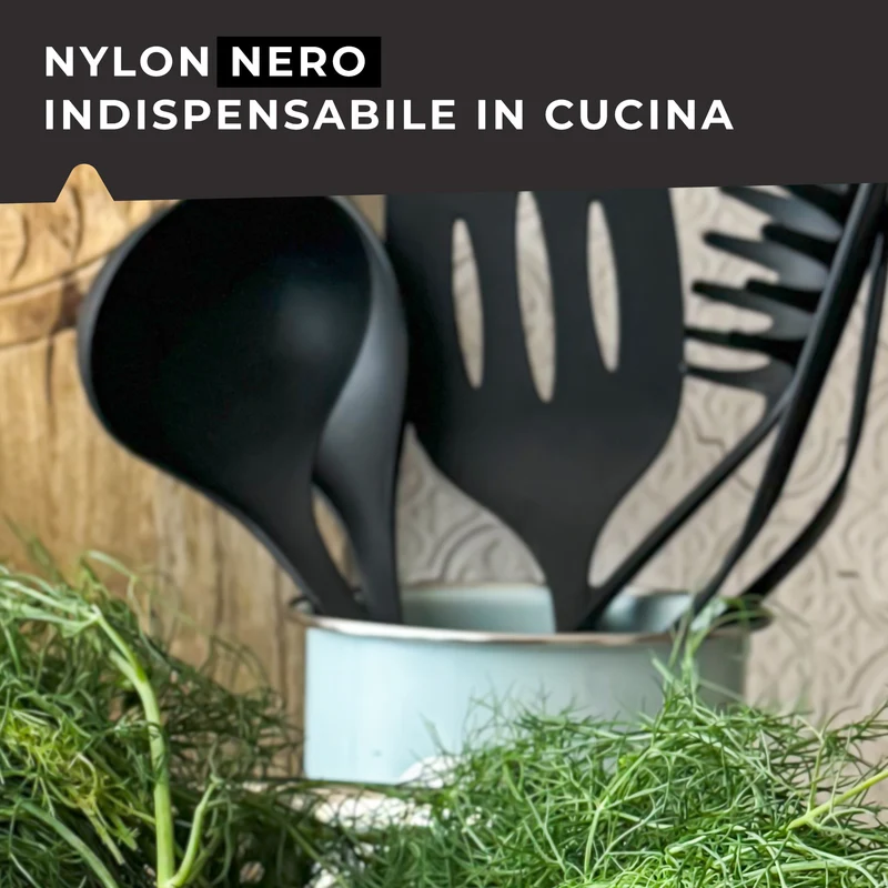 Set di 3 Utensili da cucina in nylon, paletta lasagne, mestolo e cucchiaio