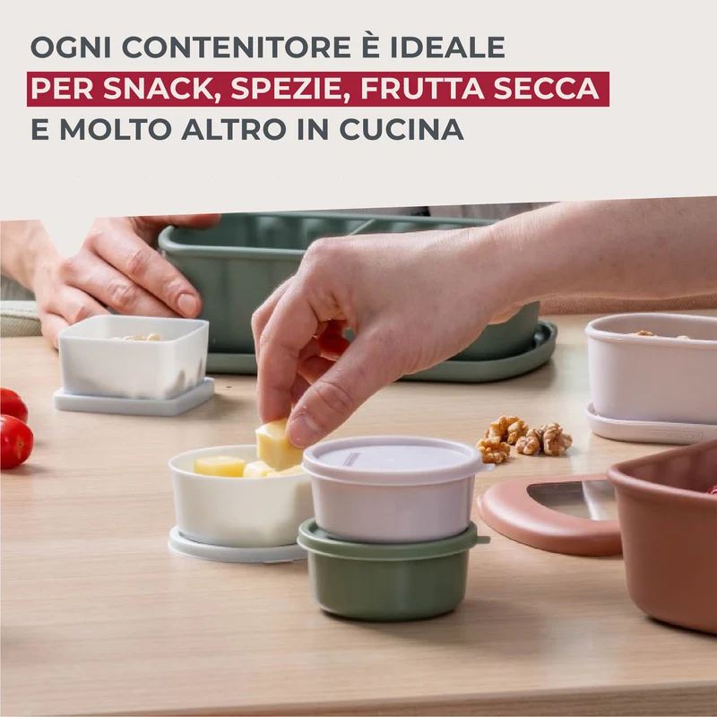 Set di 3 contenitori tondi per snack, condimenti, spezie, frutta secca, Ø 8 x 3,5 cm
