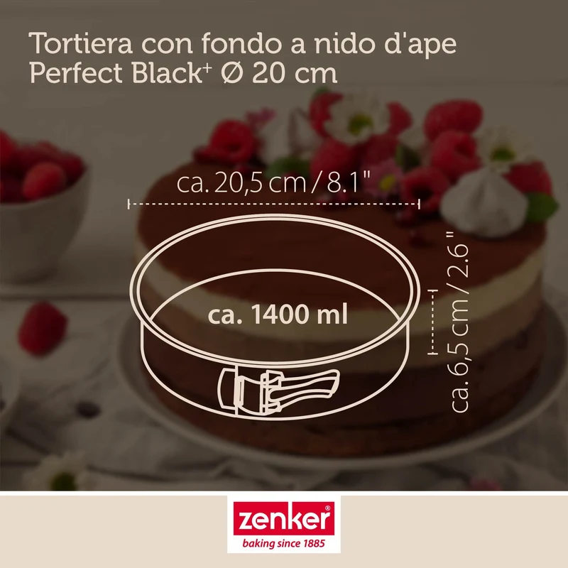Tortiera con cerniera, Ø20 cm, Linea Perfect Black