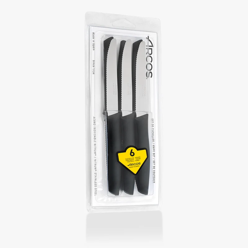 Juego cuchillos de mesa perlados 6 pzas Serie Nova