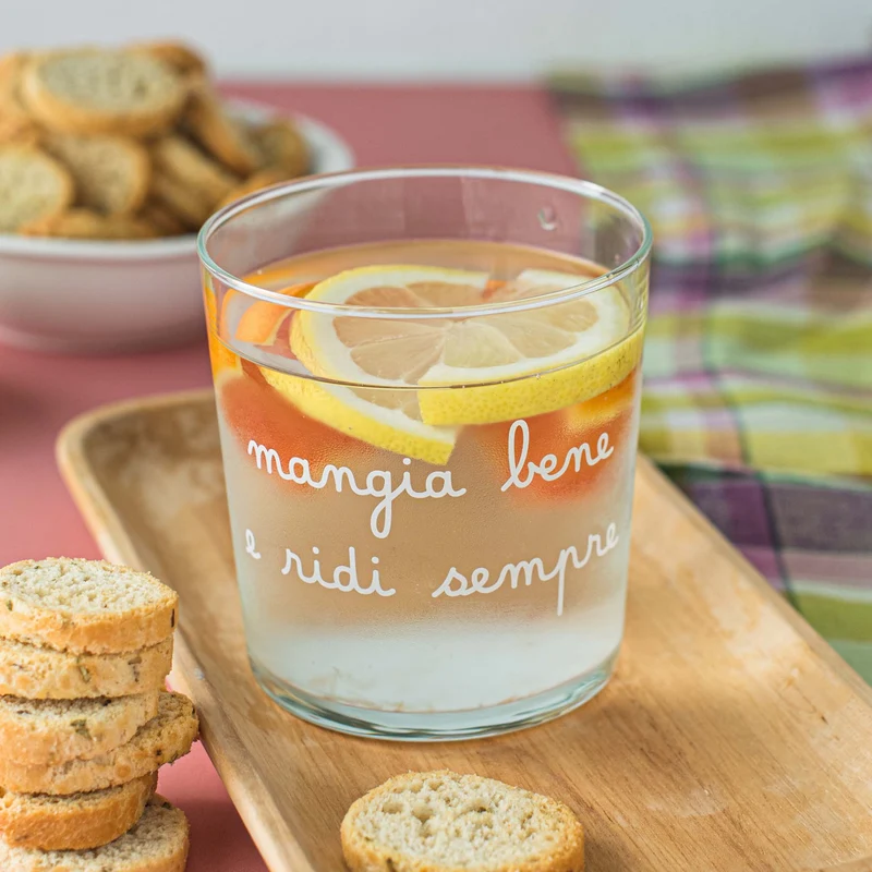 Set 6 Bicchieri "Mangia bene e ridi sempre" 35 cl