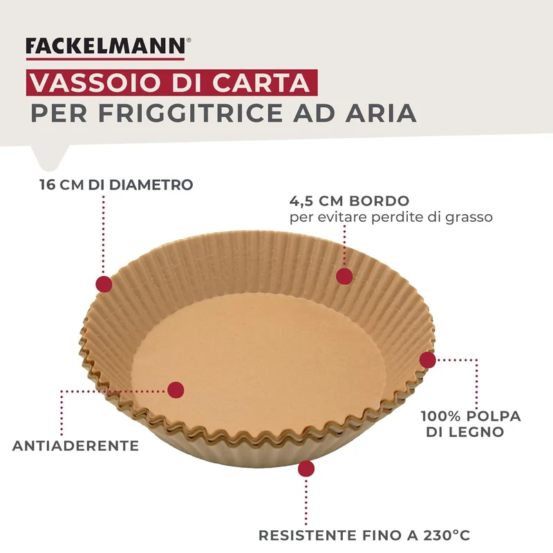 Stampi friggitrice ad aria, 16 cm, 50 pezzi