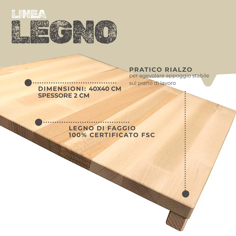 Tagliere spianatoia, in legno di faggio, 40x40 cm