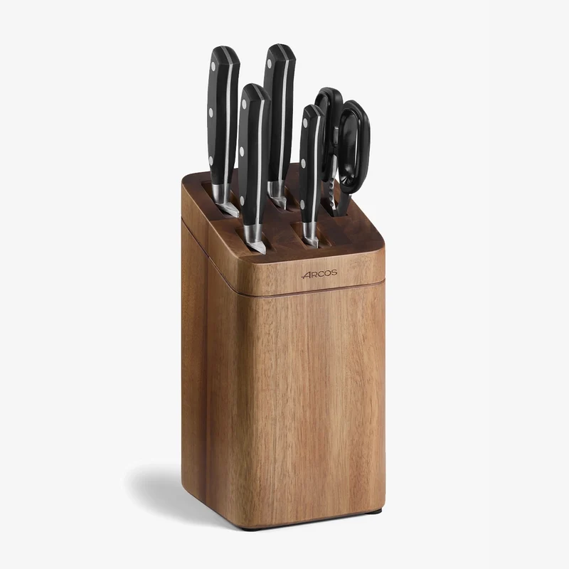 Juego cocina 4 pzas. Serie Riviera + Tijeras + Soporte de madera de acacia