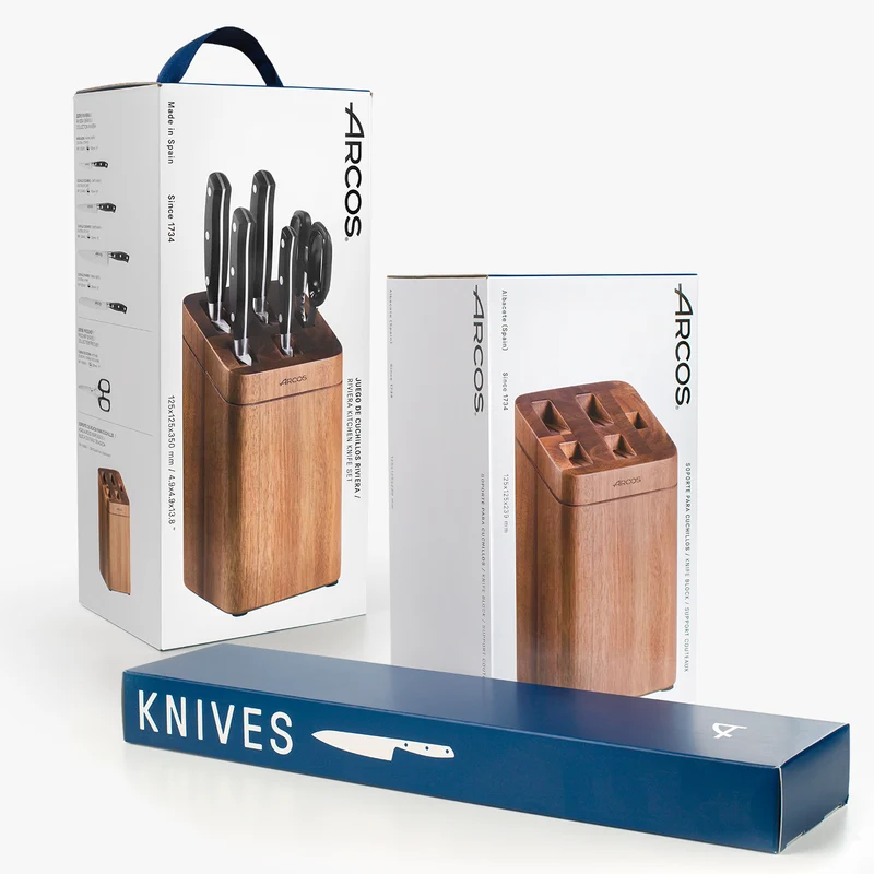 Juego cocina 4 pzas. Serie Riviera + Tijeras + Soporte de madera de acacia
