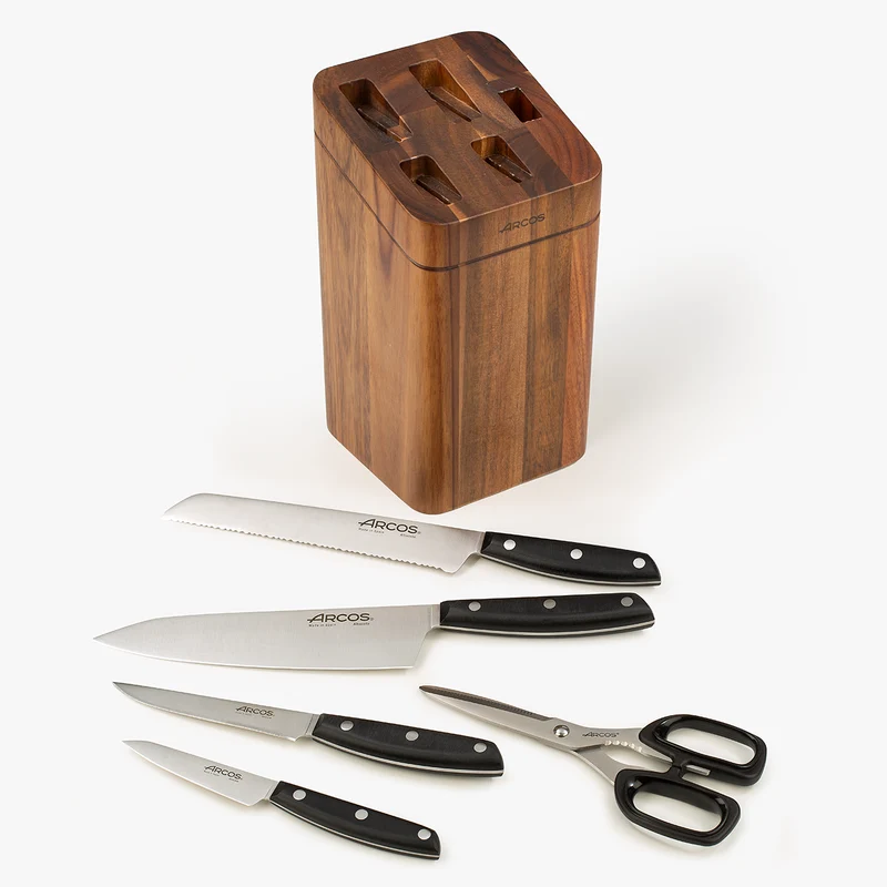 Juego cocina 4 pzas. Serie Ibiza + Tijeras + Soporte de madera de acacia