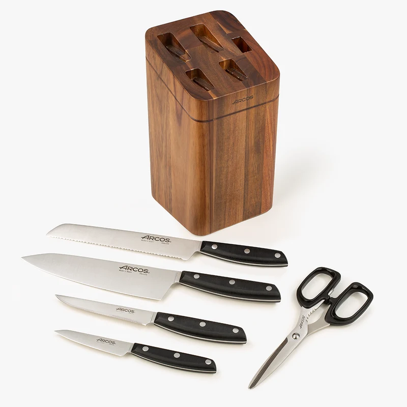 Juego cocina 4 pzas. Serie Ibiza + Tijeras + Soporte de madera de acacia
