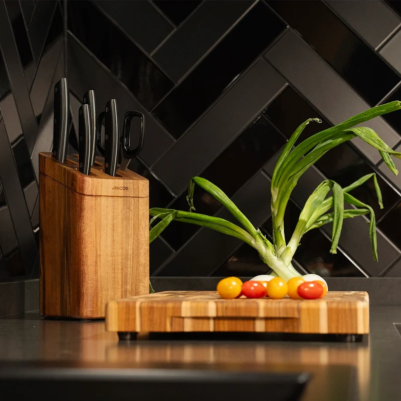 Juego cocina 4 pzas. Serie Ibiza + Tijeras + Soporte de madera de acacia