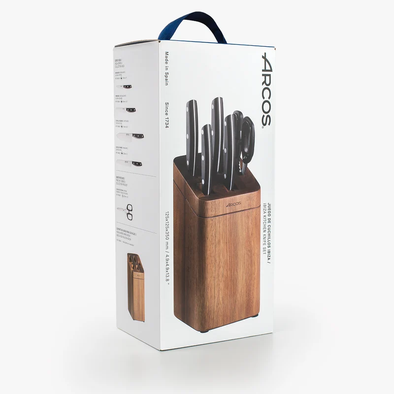 Juego cocina 4 pzas. Serie Ibiza + Tijeras + Soporte de madera de acacia