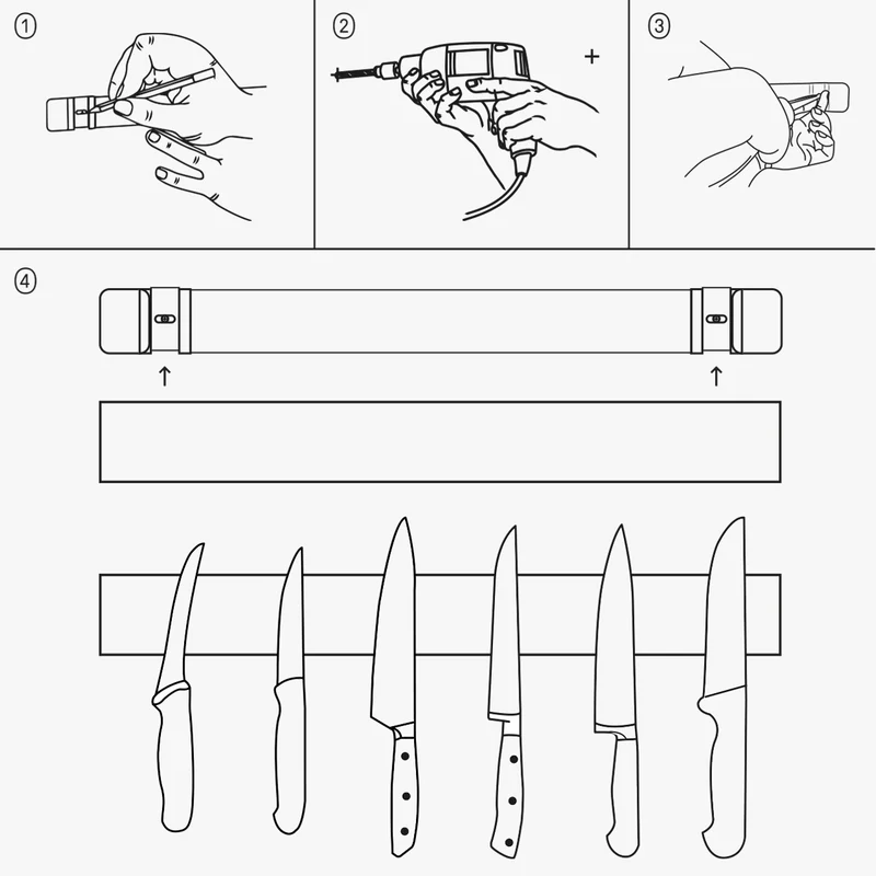 Soporte magnético para cuchillos Arcos en madera de nogal 45 cm