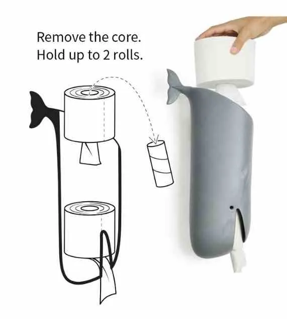 Qualy Moby Whale Plastic Bag Holder Porta Buste in Plastica Balena Moby
