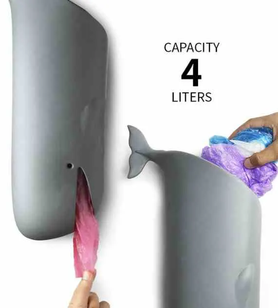 Qualy Moby Whale Plastic Bag Holder Porta Buste in Plastica Balena Moby