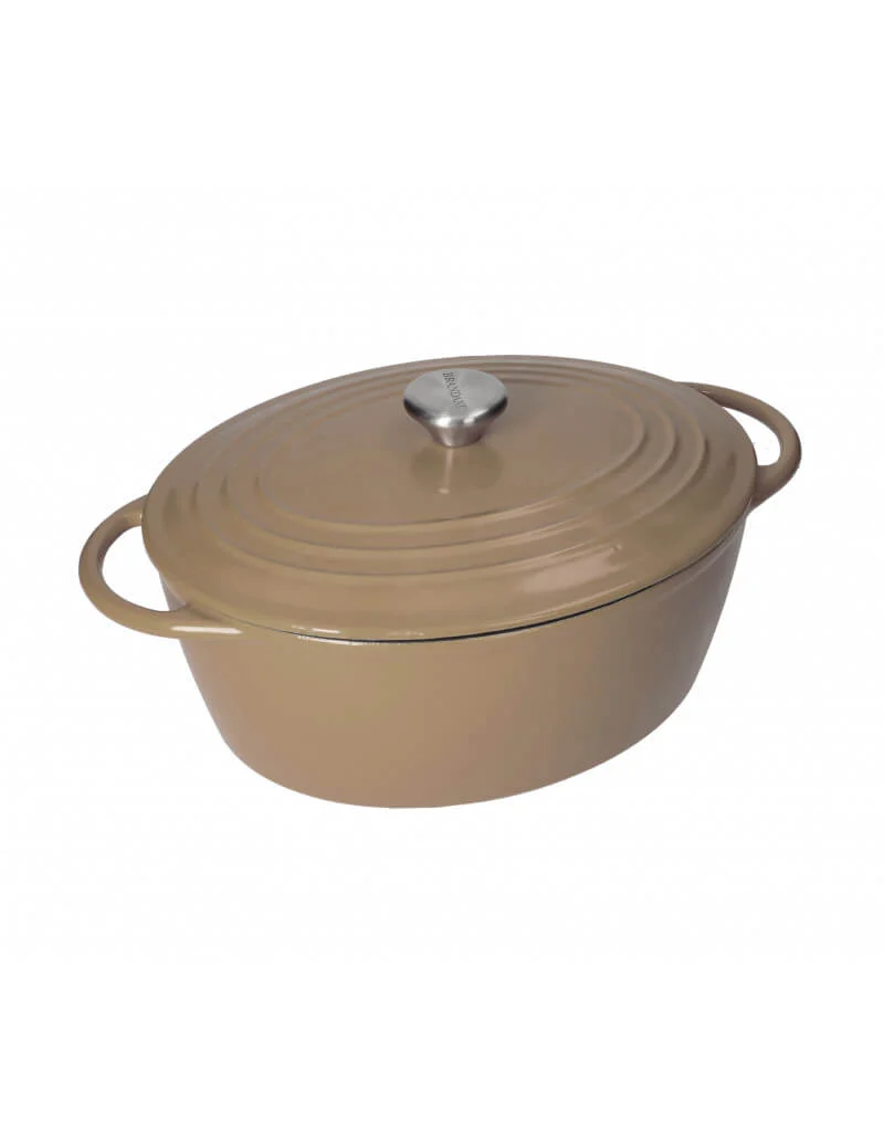 Brandani Casseruola Cocotte Ovale Tortora in Ghisa Smaltata 5 L
