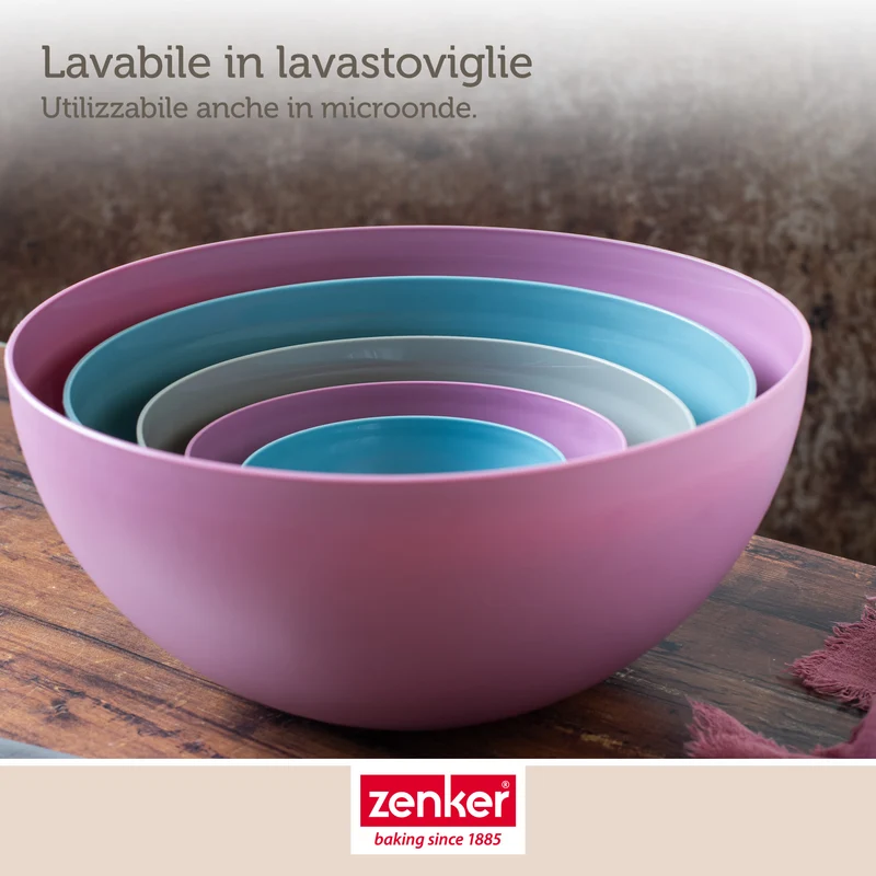 Set di 5 ciotole da cucina, lavabili in lavastoviglie, adatte al microonde