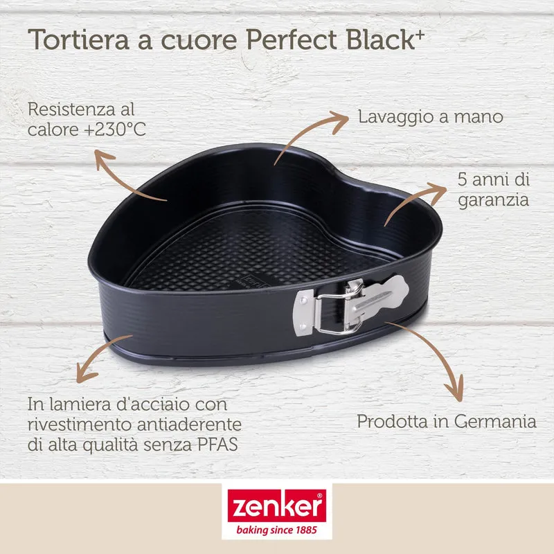 Tortiera a cuore con cerniera, 27x25 cm, Linea Perfect Black