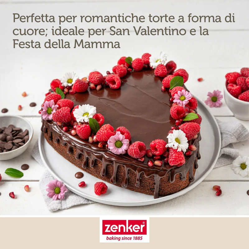 Tortiera a cuore con cerniera, 27x25 cm, Linea Perfect Black