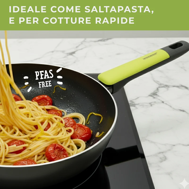 Padella Wok in alluminio antiaderente, 28 cm, Linea Oliva