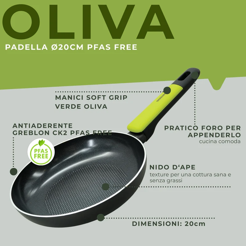 Padella in alluminio antiaderente, da 20 cm, Linea Oliva