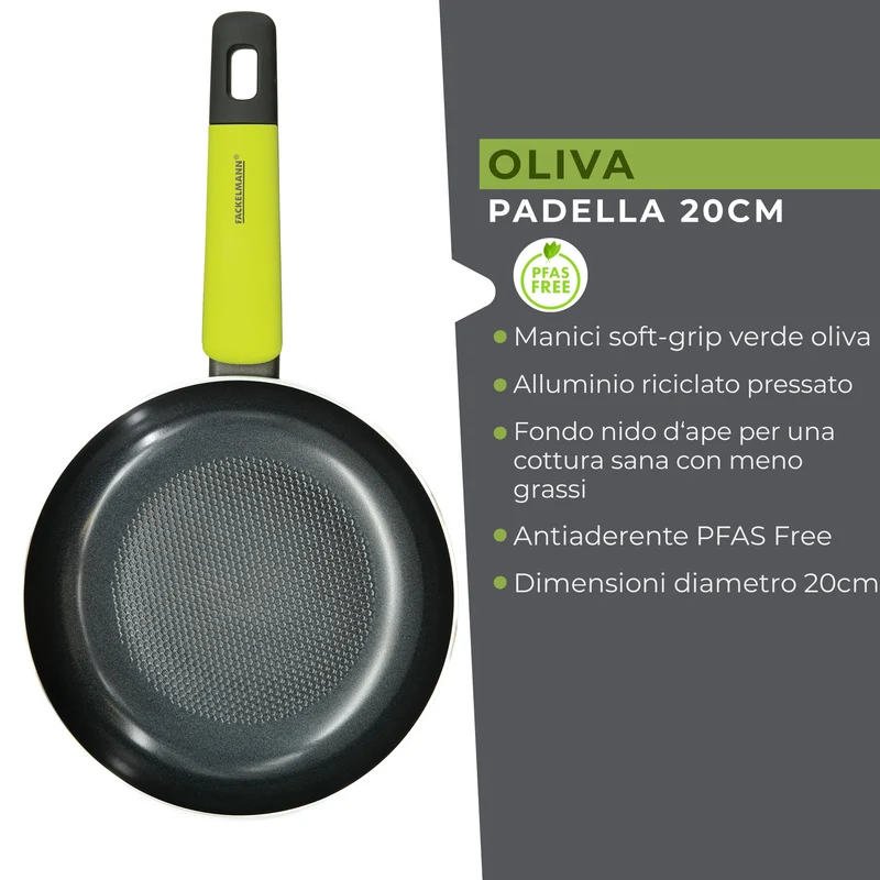 Padella in alluminio antiaderente, da 20 cm, Linea Oliva